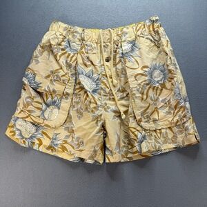 Tommy Bahama Swim Trunks Board Shorts XL Floral Tan Nylon Cargo Mesh Lined Mens